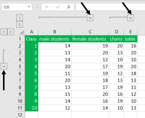 Grouping Rows and columns in excel