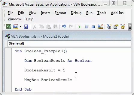 VBA Boolean Example 3-1