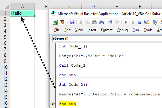 excel for mac vba to call a subroutine