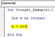 VBA Integer Example 1-1