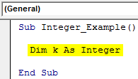 VBA Integer Example 1