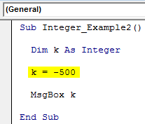 VBA Integer Example 2