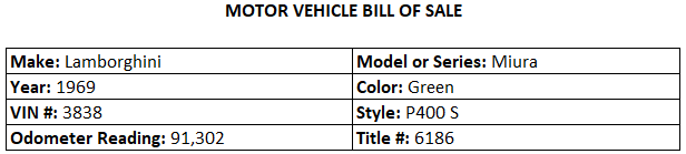 Sample Template Bill Of Sale Vehicle