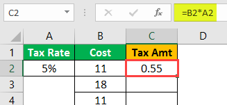 Dollar in Excel Example -1-1