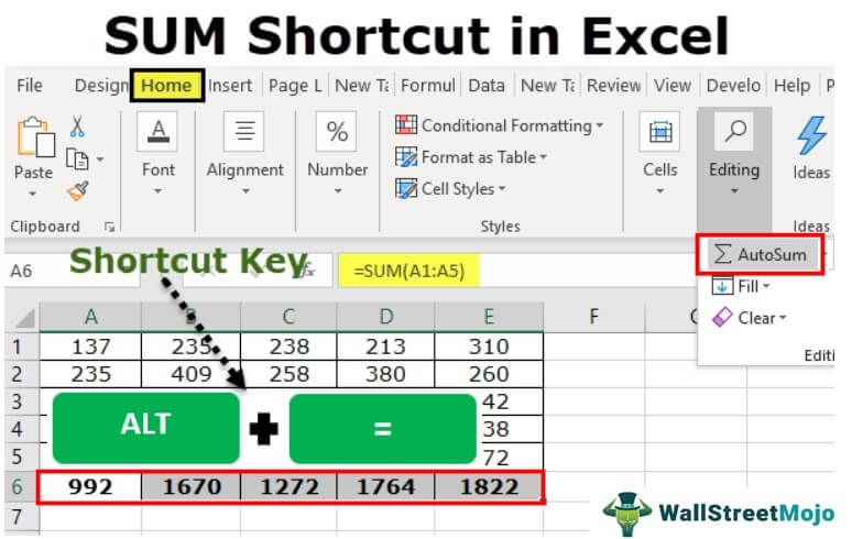 How to Sum in Excel With Keyboard Shortcut?