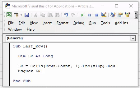 VBA Exmple Code - Find the Last Used Row in the Sheet