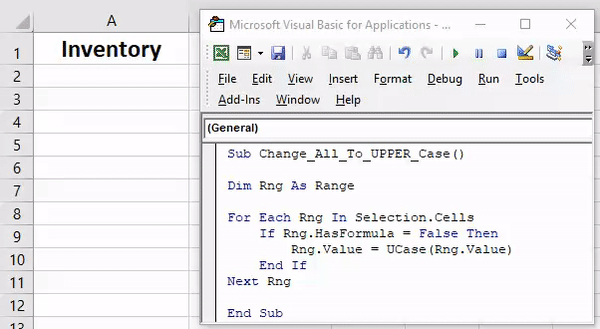 VBA Change All To Upper Case Characters