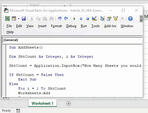 VBA Insert Worksheets as Much You want