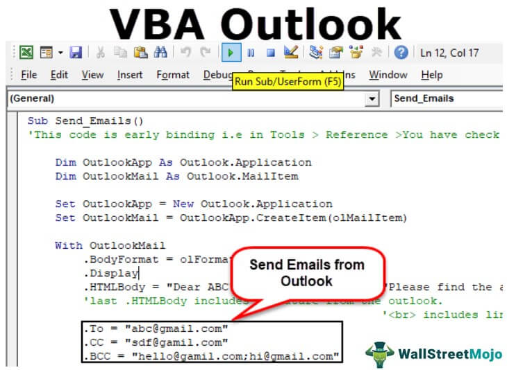 executando o código promocional VBA no Outlook
