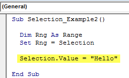 VBA Selection Example 2-5