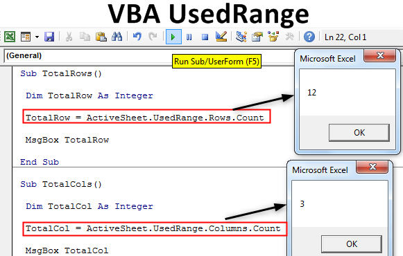 Vba Usedrange How To Find The Number Of Used Rows Columns