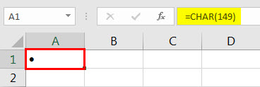 bulletpoints in excel example 4.2