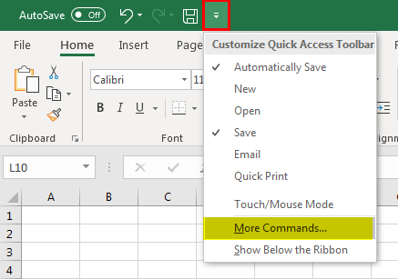 quick access toolbar in excel example 2.1
