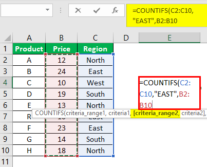 Countifs Function in Excel Example 2.4.0