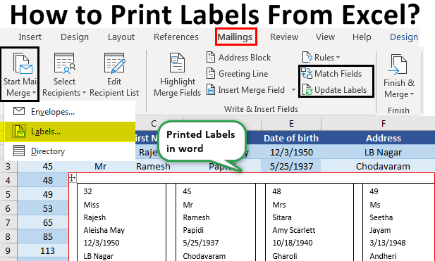 How to mail merge from excel to word 2007 labels How To Print Address Labels From Excel With Examples