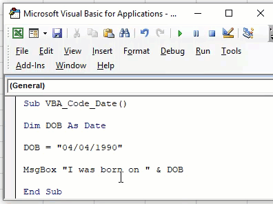 VBA Variable Declaration Example 3
