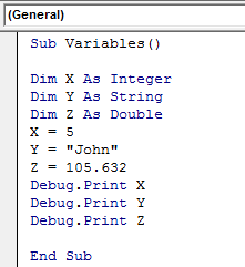 VBA debug print Example 1-2