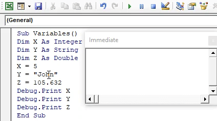 VBA debug print Example 1-5