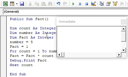 VBA debug print Example 3-4