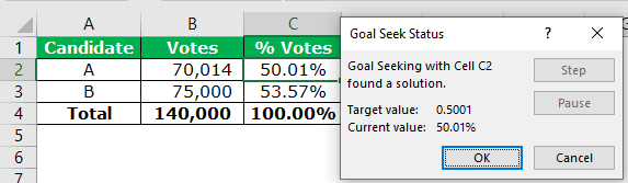 Goal Seek Excel Example 1-7