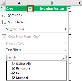 How to Filter in Excel Example 1.4.0