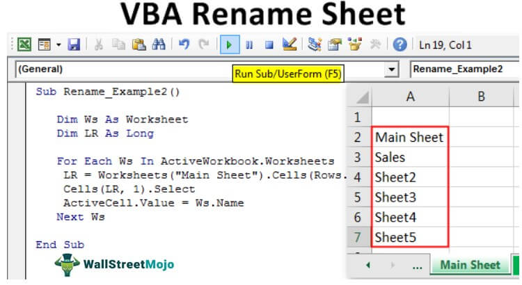 Vba Rename Sheet How To Rename Excel Worksheet Using Vba Code
