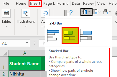 Bar Chart in Excel Example 1.3