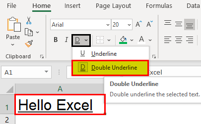 how to add underline in excel with no text