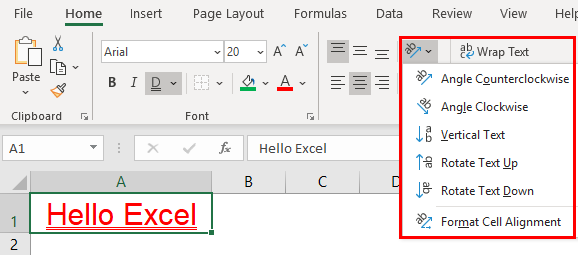 Excel Formatting Text Example 1.18