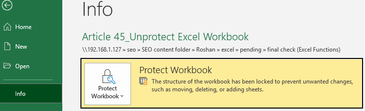 Excel Protect Workbook 2