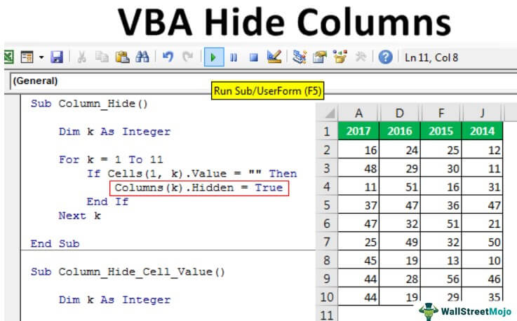 Vba Hide Columns How To Hide Columns Using Vba Code 7348