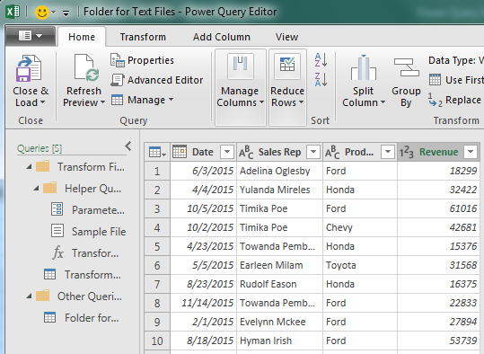 Power Query Excel Example 1.9