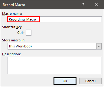  how to record macros in excel Example 1.8