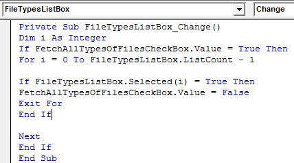 Filetypelist box Example 2-30