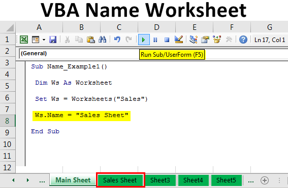 Vba Name Worksheet Name An Excel Worksheet Using Vba