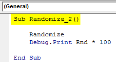 VBA Randomize Example 2.1