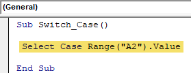 VBA Switch Case Example 1-2