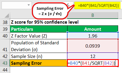 Sampling Error Formula Example 3.2