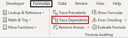 Auditing Tools (Trace Dependents)