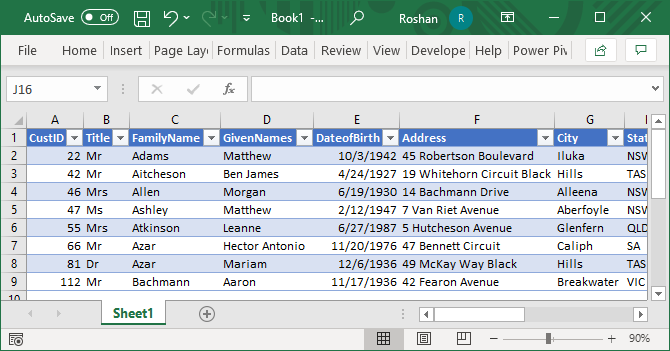 CSV Files into Excel Example 1.17