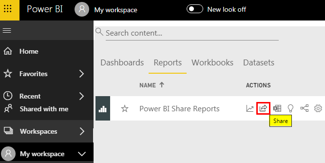 Power BI Share Icon