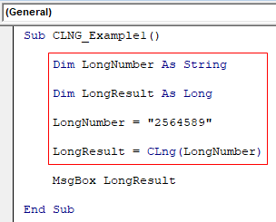 VBA CLNG Example 1.1
