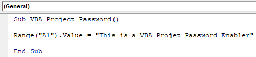 VBA Project Password Example 1
