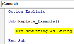 VBA Replace String Example 1-1