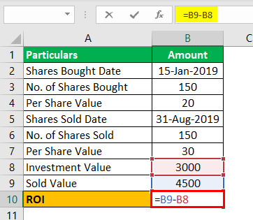 Calculating Investment Return in Excel Example 1.6
