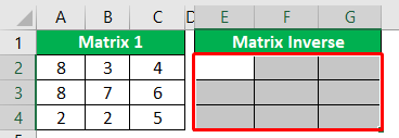Minverse in Excel - Example 2-2