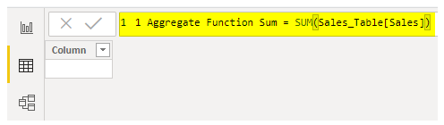 Power BI Aggregate - SUM Function with Sales column
