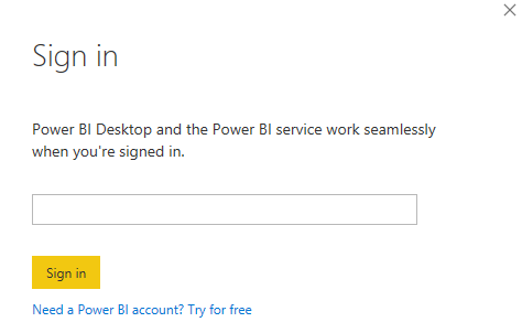 Power BI Desktop Install - Sign In