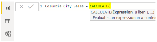 Power Bi calculate (Calculate option)