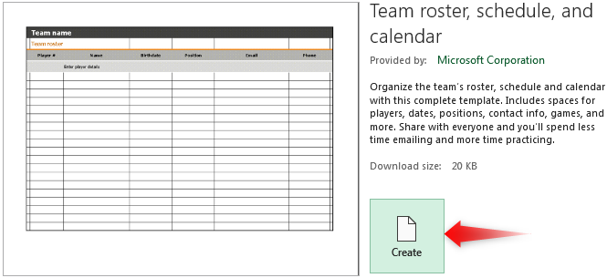 free team roster template